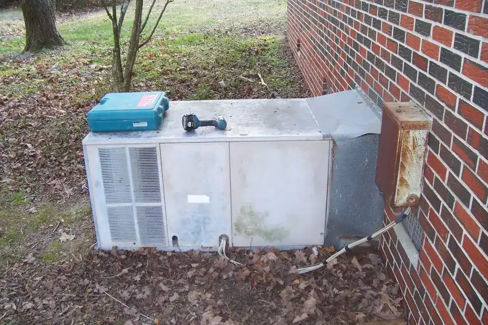 Package unit with a drill and a tool case sitting on top